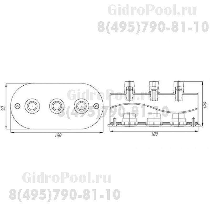 Адаптер для трех сенсорных пьезокнопок нерж. сталь AISI-304/АД.02.3