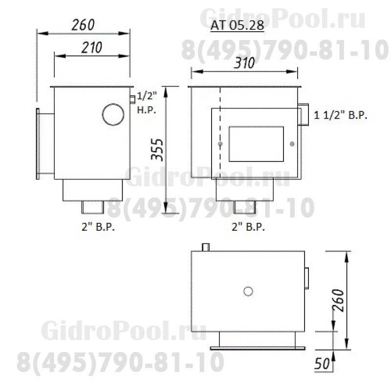 СКИММЕР V=15 л с регулятором уровня воды под плитку