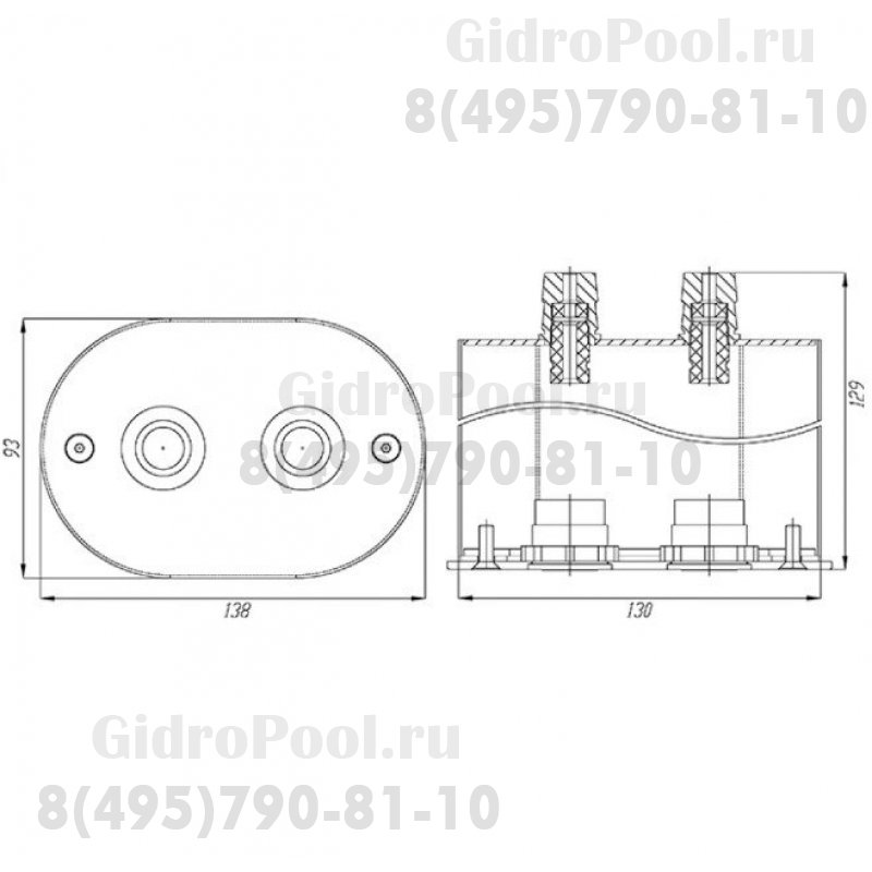 Адаптер для двух сенсорных пьезокнопок нерж. сталь /АД.02.2