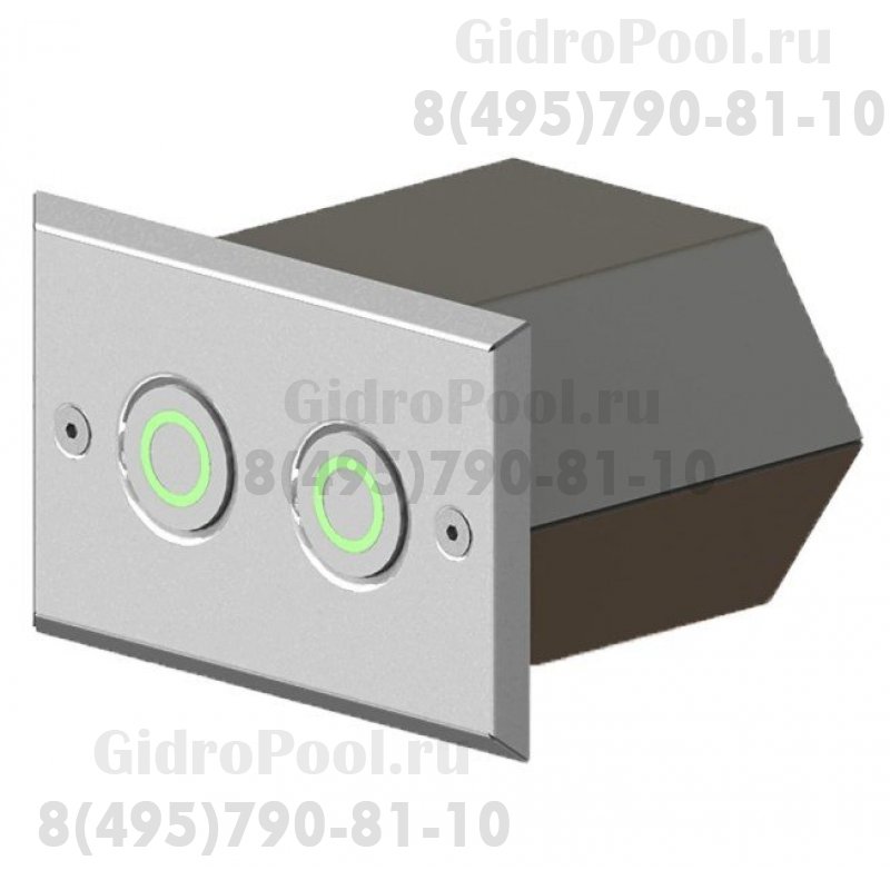 Адаптер для двух сенсорных пьезокнопок нерж. сталь AISI-304 с квадратной лицевой панелью /АД.02.2-01