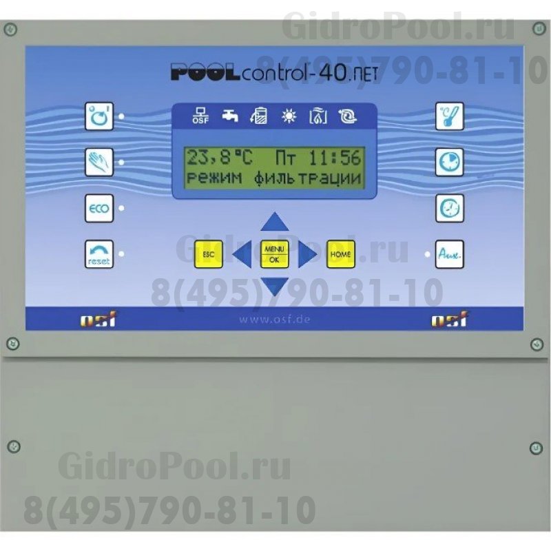 Панель управления фильтрацией и нагревом OSF Pool-control-PC-40.net, 220В/380В, 3кВт