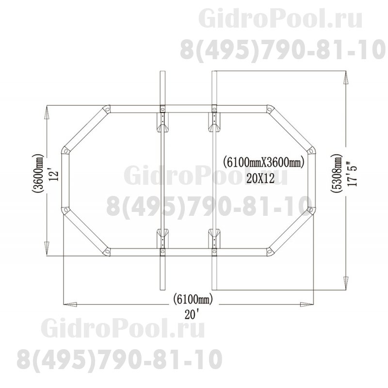 Бассейн Premium овал (6.1x3.6x1.3) Starmatrix SP613613BW wood