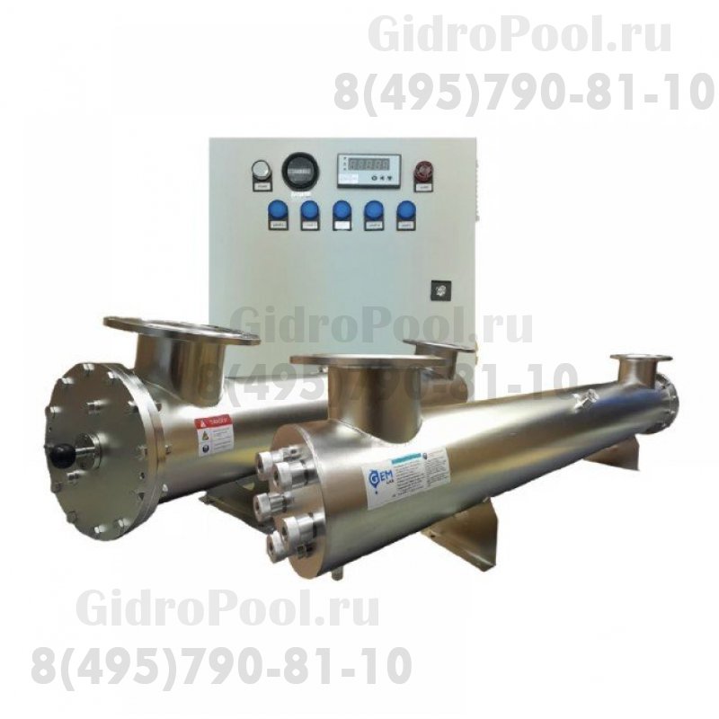 Ультрафиолетовая установка GLSQ, 6х155 Вт, 130 м³/час, DN150, AISI304, 220В, мех.оч.