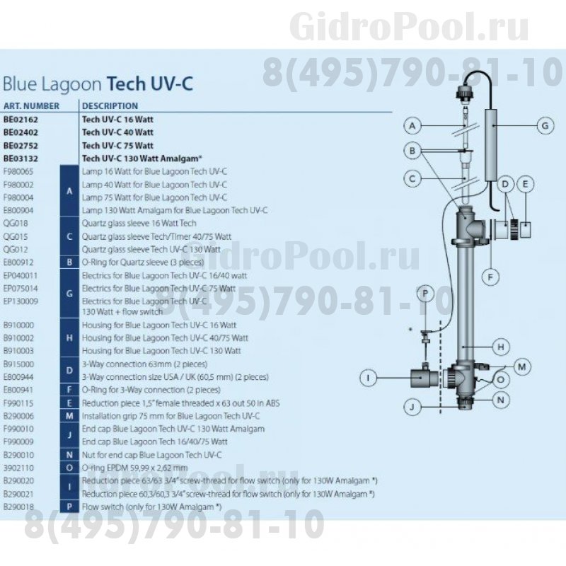 Ультрафиолетовая установка UV-C Amalgam 150000
