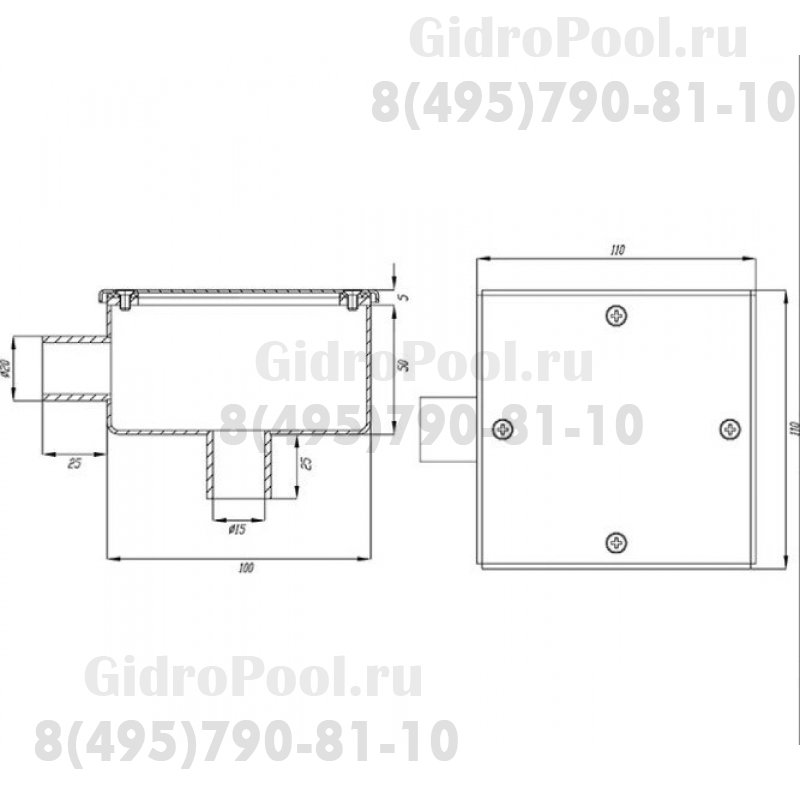 Коробка распаячная нерж.сталь AISI-304 110х110х50