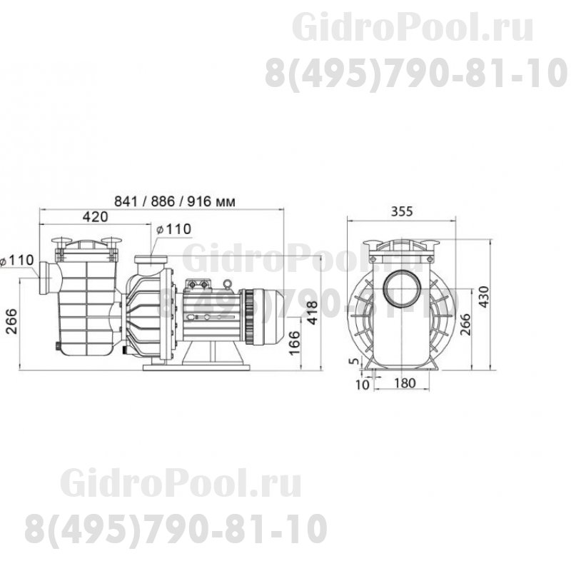 Насос FCP-7500B с префильтром 107-130м³/час(14-10м), 3ф/380В, 8,62/7,5 кВт