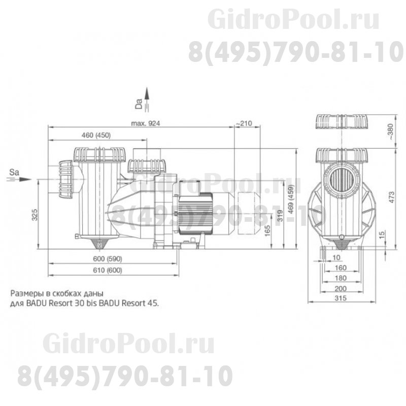 Насос BADU Resort 45 с префильтром 45 м³/ч, 3,0/2,6 кВт, 380 В