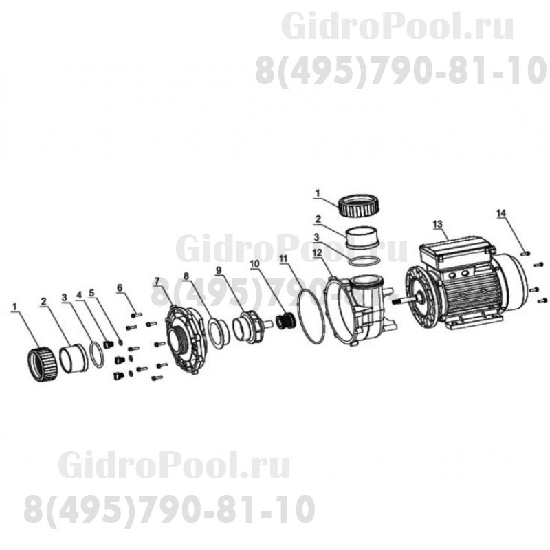 Насос WP250-I без префильтра 37м³/час(10м), 1ф/220В, 1,85кВт/9,0А