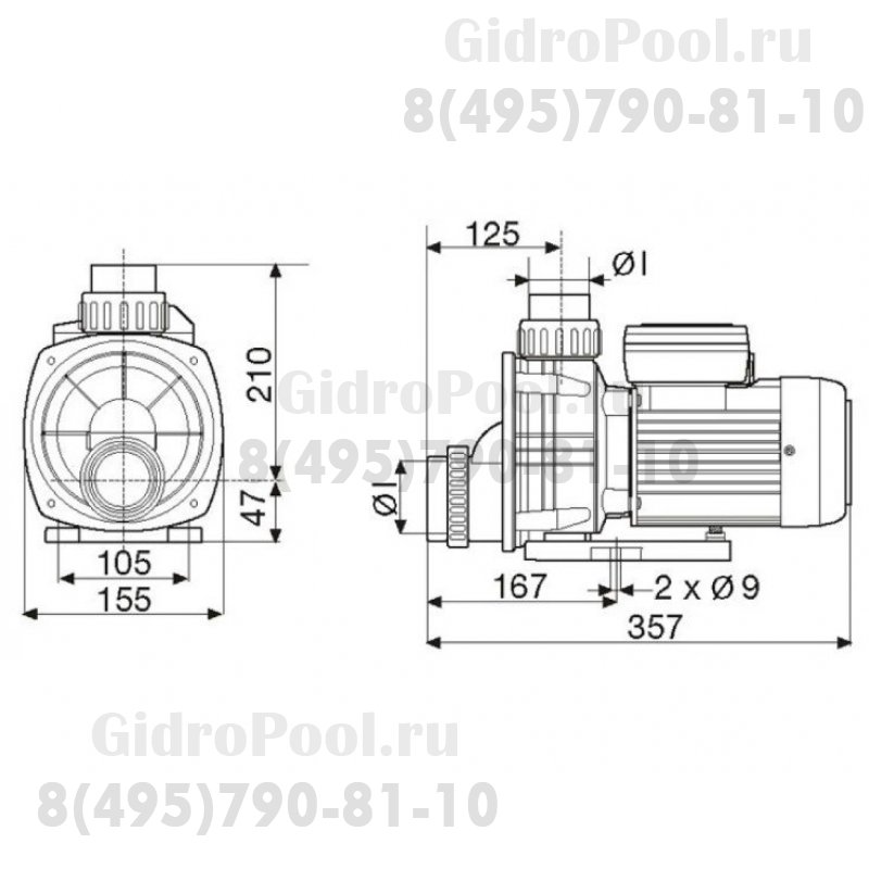 Насос BTP-2200/STP-2200 без префильтра 48,9м³/час(8м), 3ф/380В, 2,8/2,2 кВт