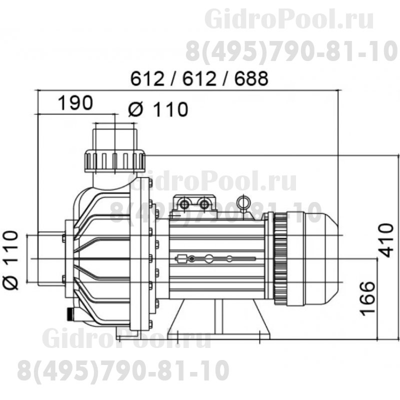 Насос BTP-5500B без префильтра 79-106м³/час(14-10м), 3ф/380В, 6,42/5,5 кВт