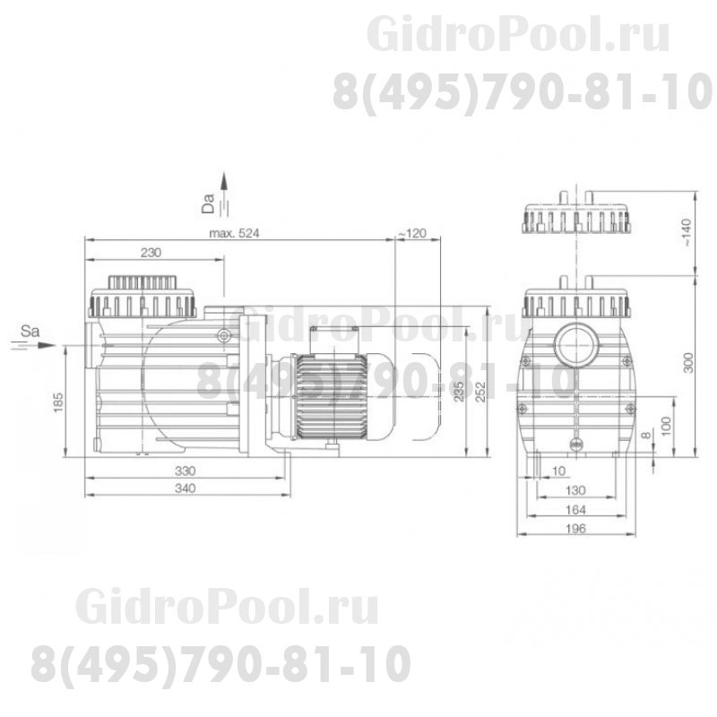 Насос BADU TOP/Bettar II/8, с префильтром, 8 м³/ч, 0,58/0,30 кВт, 220В, кабель 3,5 м.