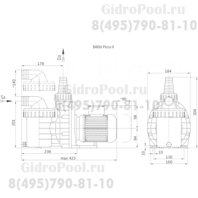 Насос BADU PICCO II с префильтром 5 м³/ч, 0,39/0,2 кВт, 220 В