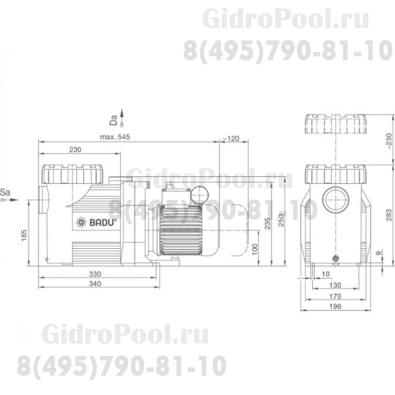 Насос BADU Resort 110, с префильтром, 110 м³/ч, 6,40 кВт, 380В
