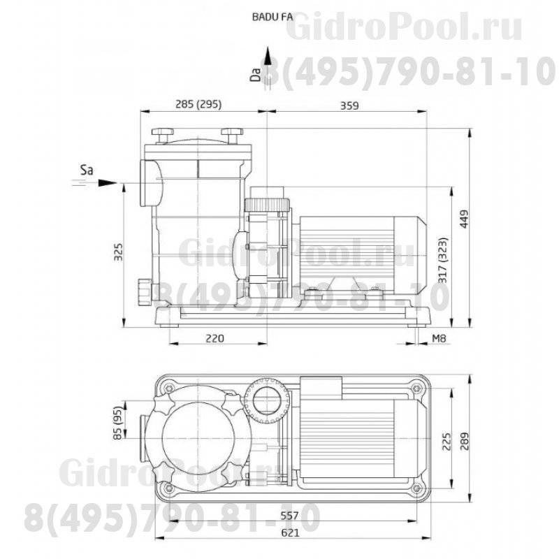 Насос BADU FA21-60/45 с префильтром, 45 м³/ч, 3,10/2,60 кВт, 380В