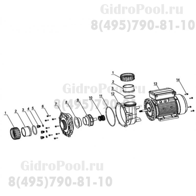 Насос LP250 без префильтра 30м³/час(12м), 1ф/220В, 1,85кВт/8,0, PoolKing