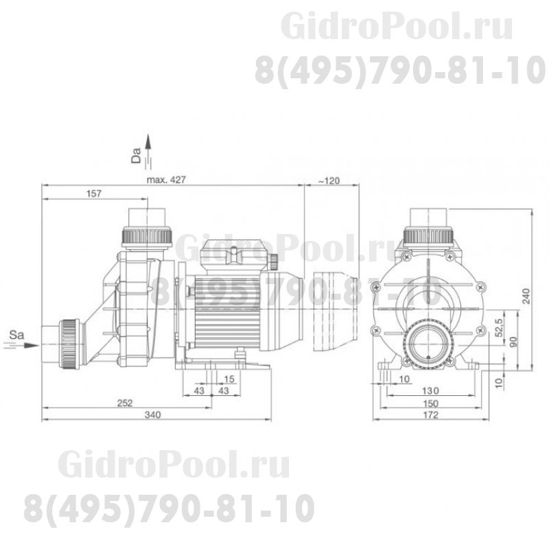 Насос BADU 45/16, без префильтра, 16 м³/ч, 1,2 кВт, 220В