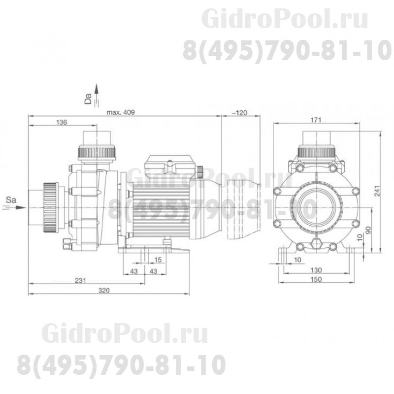 Насос BADU 47/10, без префильтра, 11 м³/ч, 0,69 кВт, 220В