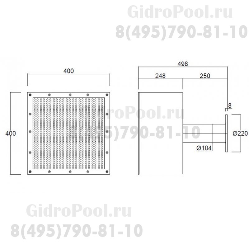 ДОННЫЙ СЛИВ 400х400мм