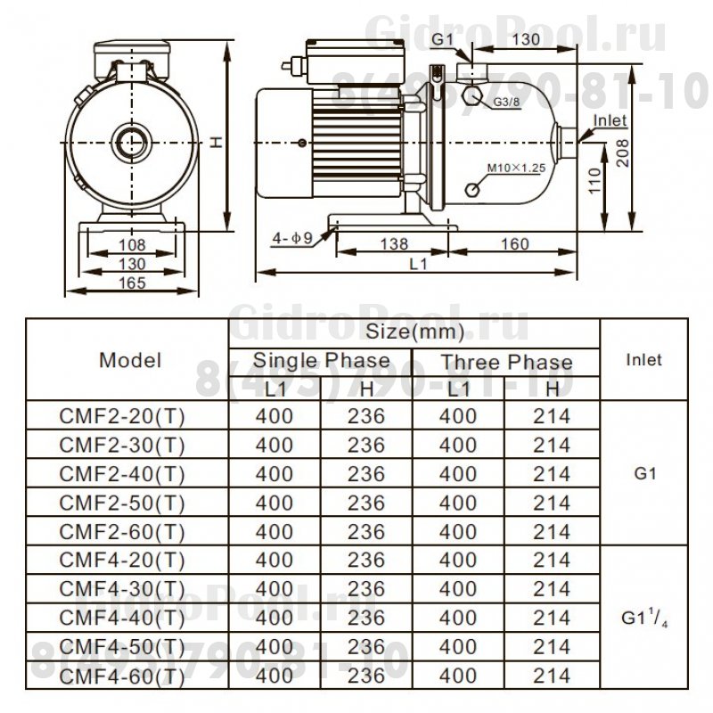 Станция насосная (1кВт 220B 5 м3/ч h 32м в.ст. 24л) Mayer Schwimmbad LX ACMF4-50-H24