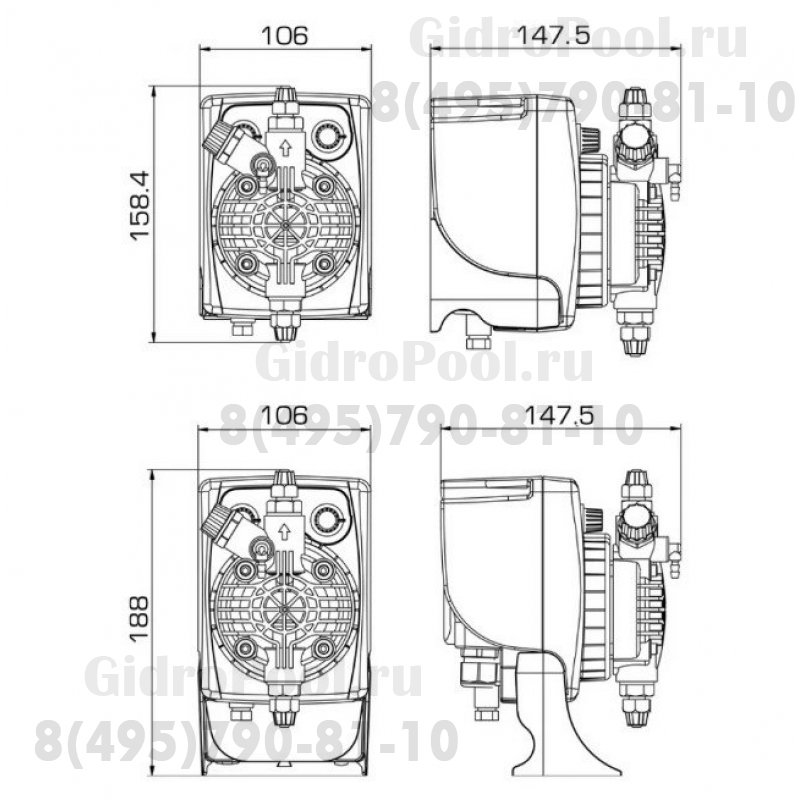 Насос дозир. мембранный PKX-FT/A 02 л/ч 06 бар