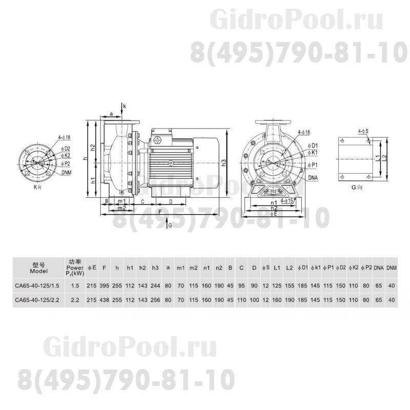 Насос нерж.ст. (1,5кВт 380B 5 м3/ч h 20м в.ст.) Mayer Schwimmbad LX CA65-40-125/1.5T