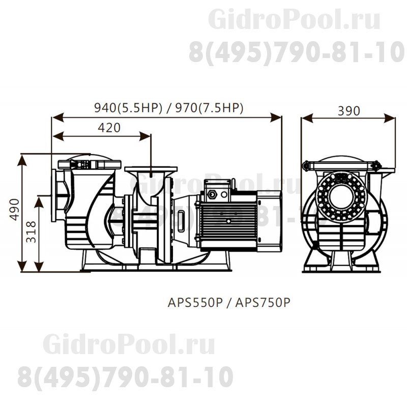 Насос (5,5 кВт 380В) Emaux APS750P 9023902