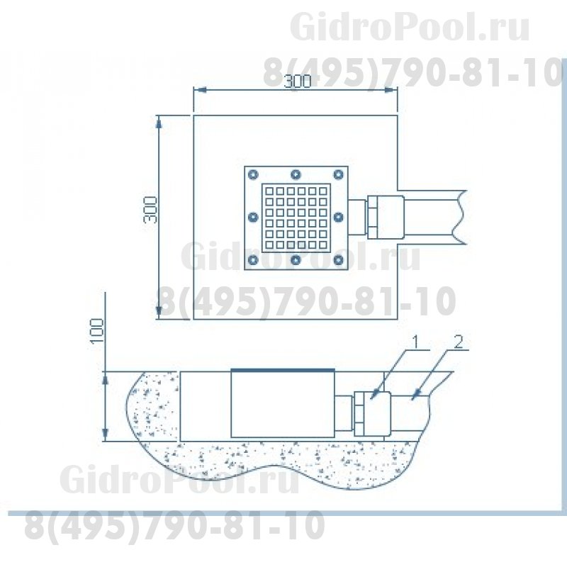 ДОННЫЙ СЛИВ КВАДРАТНЫЙ 165х165 мм
