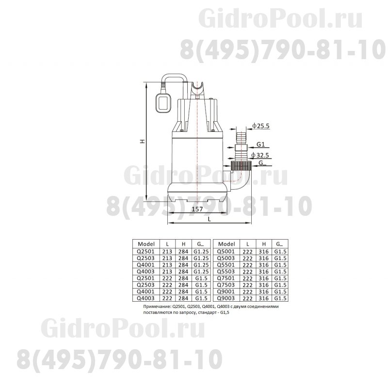 Насос погружной для чистой воды (0,5кВт 220B max 12,5 м3/ч max 8,5м в.ст.) Mayer Schwimmbad LX Q5003