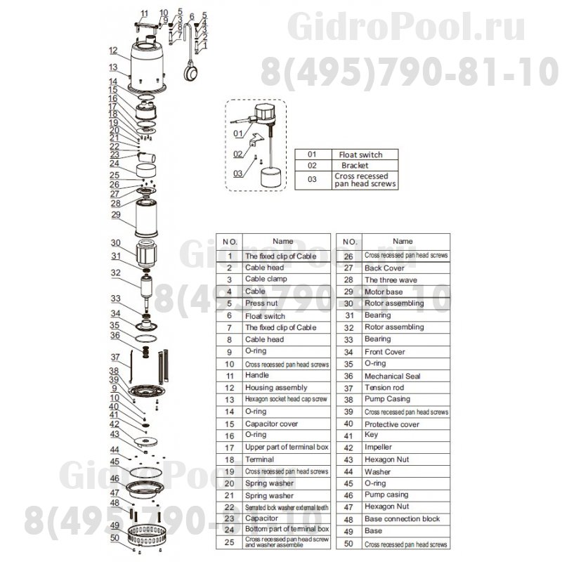 Насос нерж.ст.погруж.для гряз.воды(1,5кВт220B max21м3/ч max19м в.ст.)Mayer Schwimmbad LX QCK200MA