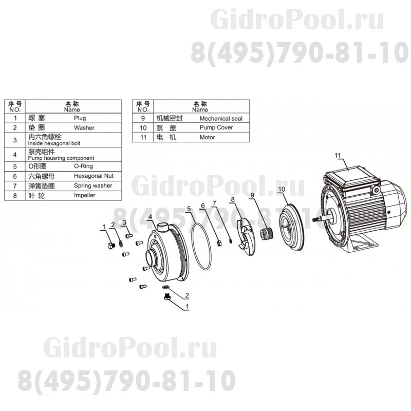 Насос нерж.ст. (0,37кВт 220B 4,8 м3/ч h 6,5м в.ст.) Mayer Schwimmbad LX DWK50