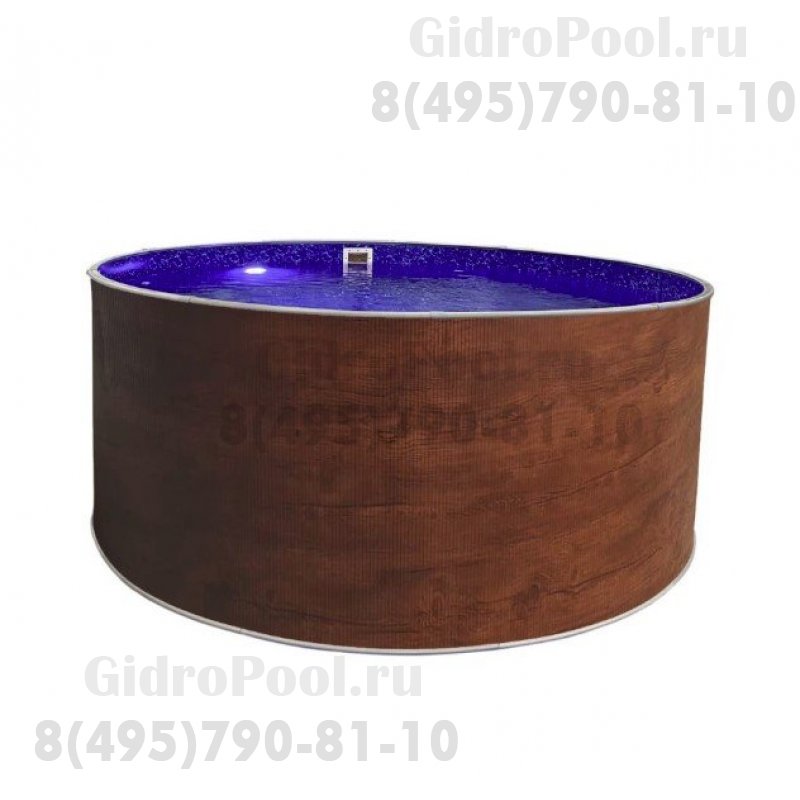 Бассейн круглый Лагуна ( 2,00 х 1,25)(темное дерево)каркас,скиммер,чашка 0,4мм
