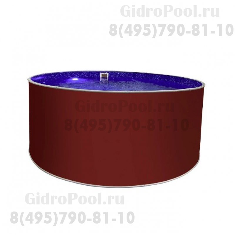 Бассейн круглый Лагуна ( 2,00 х 1,25)(рубиново-красный RAL3003)каркас,скиммер,чашка 0,6мм