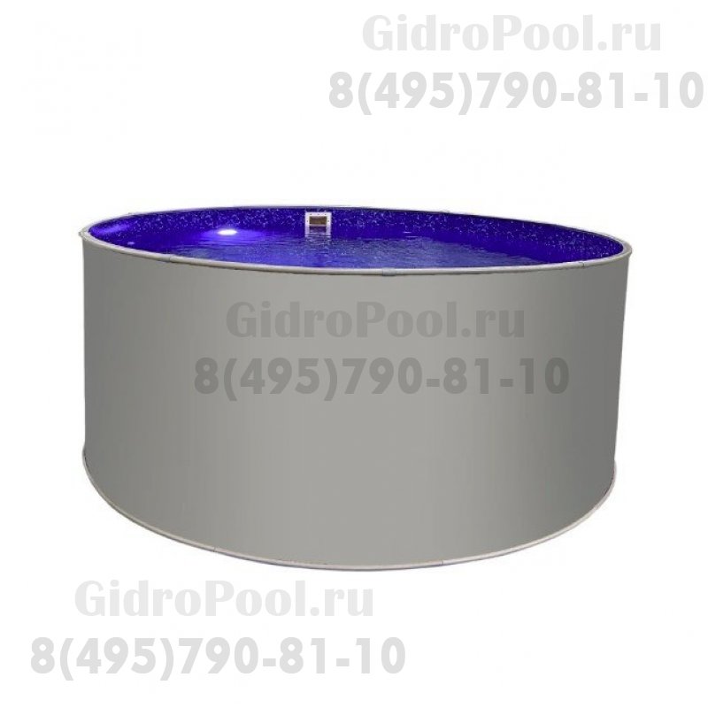 Бассейн круглый Лагуна ( 2,00 х 1,25)(светло-серый RAL7004)каркас,скиммер,чашка 0,6мм