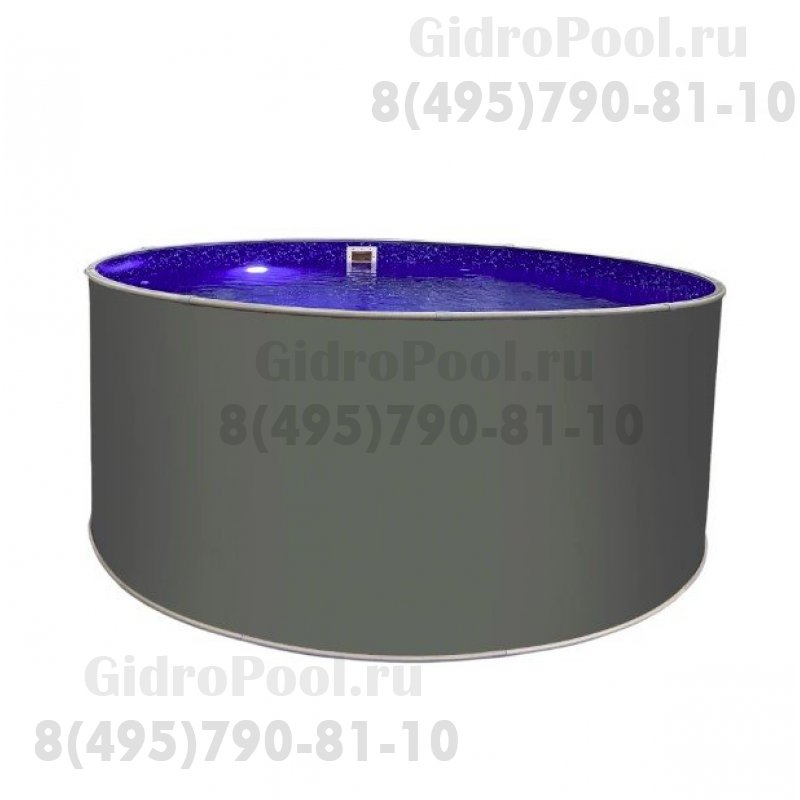 Бассейн круглый Лагуна ( 2,50 х 1,25)(платина RAL7024)каркас,скиммер,чашка 0,4мм