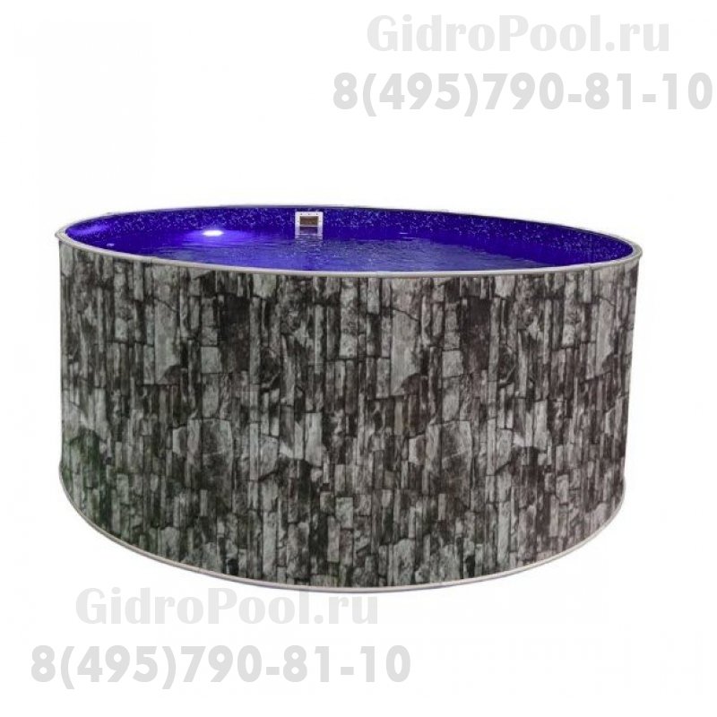 Бассейн круглый Лагуна ( 2,50 х 1,25)(природный камень)каркас,скиммер,чашка 0,6мм