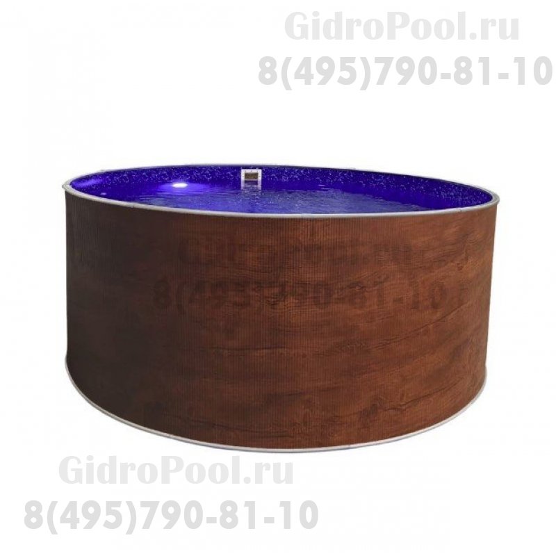 Бассейн круглый Лагуна ( 2,50 х 1,25)(темное дерево)каркас,скиммер,чашка 0,4мм