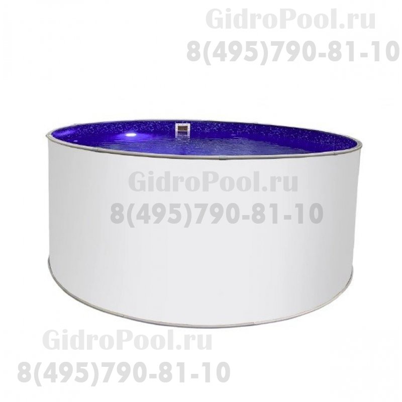 Бассейн круглый Лагуна ( 2,50 х 1,25)(сигнальн белый RAL9003)каркас,скиммер,чашка 0,4мм