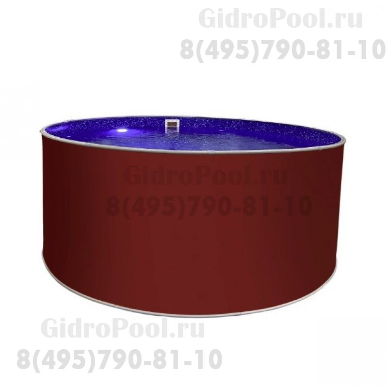 Бассейн круглый Лагуна ( 3,00 х 1,25)(рубиново-красный RAL3003)каркас,скиммер,чашка 0,4мм