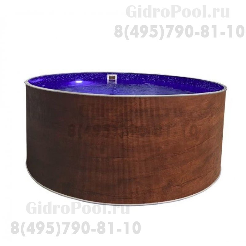 Бассейн круглый Лагуна ( 3,50 х 1,25)(темное дерево)каркас,скиммер,чашка 0,6мм
