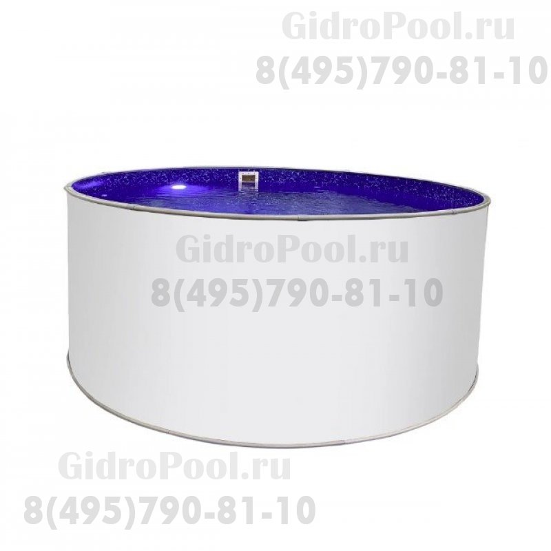 Бассейн круглый Лагуна ( 3,50 х 1,25)(сигнальн белый RAL9003)каркас,скиммер,чашка 0,4мм