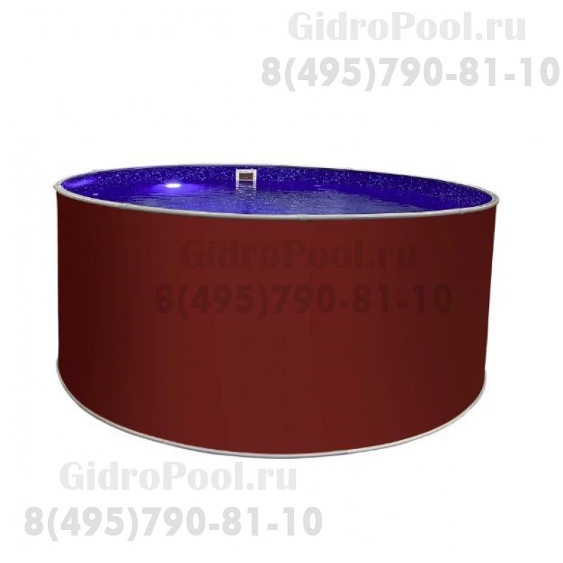 Бассейн круглый Лагуна ( 3,50 х 1,25)(рубиново-красный RAL3003)каркас,скиммер,чашка 0,6мм