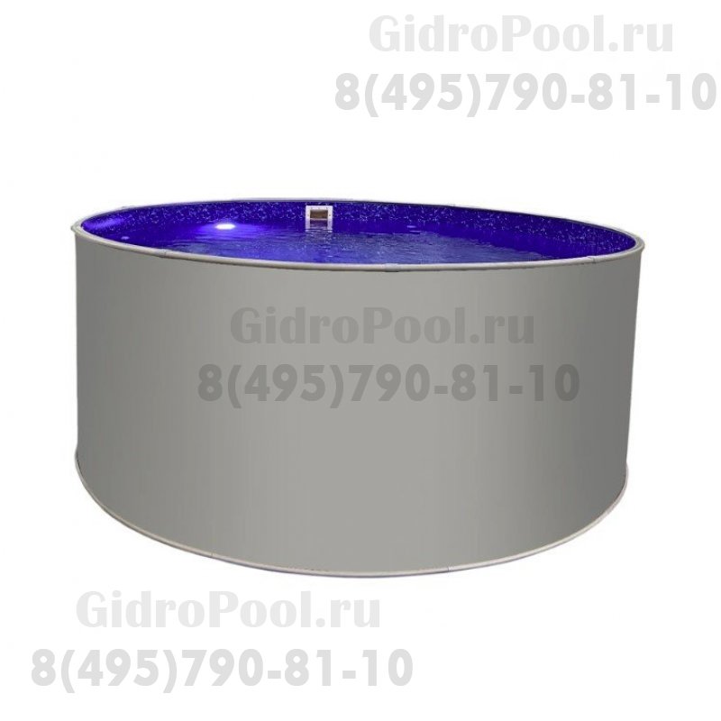 Бассейн круглый Лагуна ( 3,50 х 1,25)(светло-серый RAL7004)каркас,скиммер,чашка 0,6мм