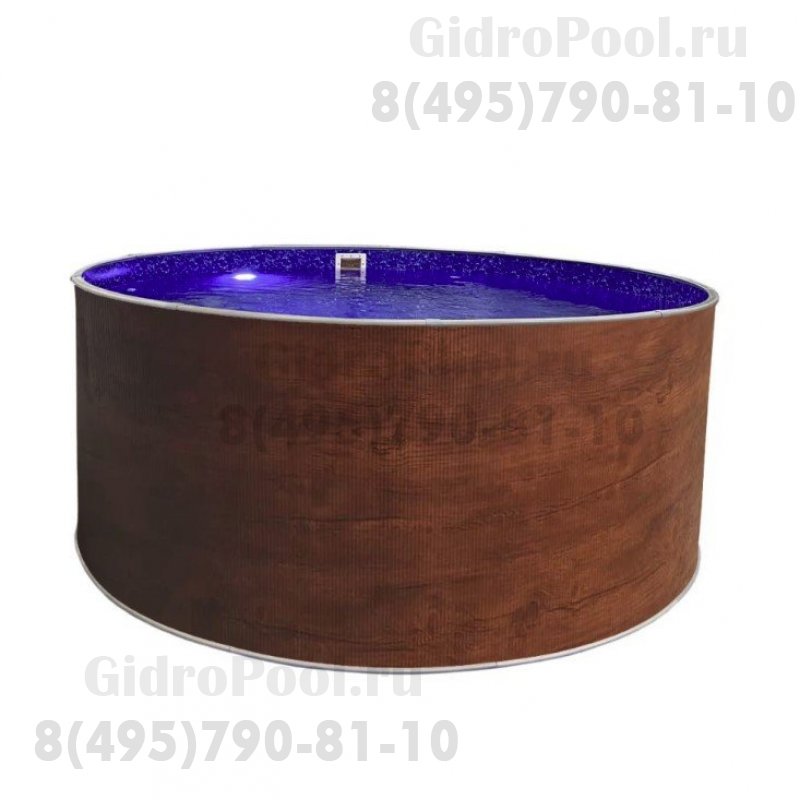 Бассейн круглый Лагуна ( 4,00 х 1,25)(темное дерево)каркас,скиммер,чашка 0,4мм