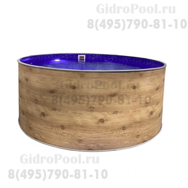 Бассейн круглый Лагуна ( 4,50 х 1,25)(светлое дерево)каркас,скиммер,чашка 0,4мм
