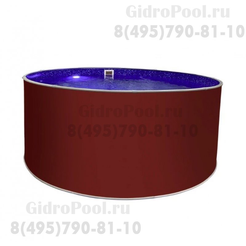 Бассейн круглый Лагуна ( 4,50 х 1,25)(рубиново-красный RAL3003)каркас,скиммер,чашка 0,4мм