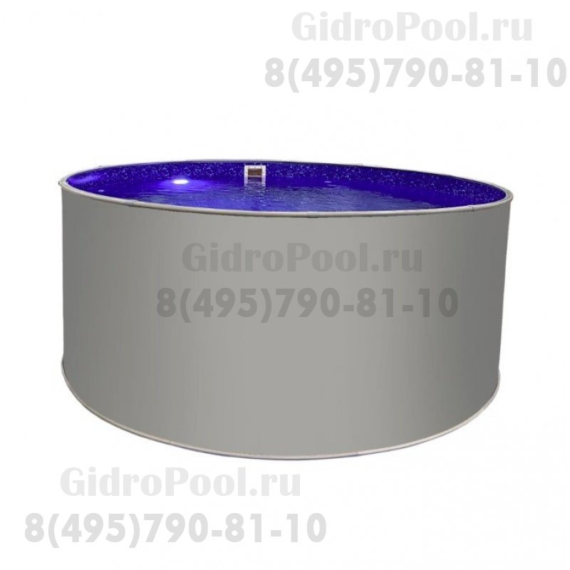 Бассейн круглый Лагуна ( 4,00 х 1,25)(светло-серый RAL7004)каркас,скиммер,чашка 0,6мм