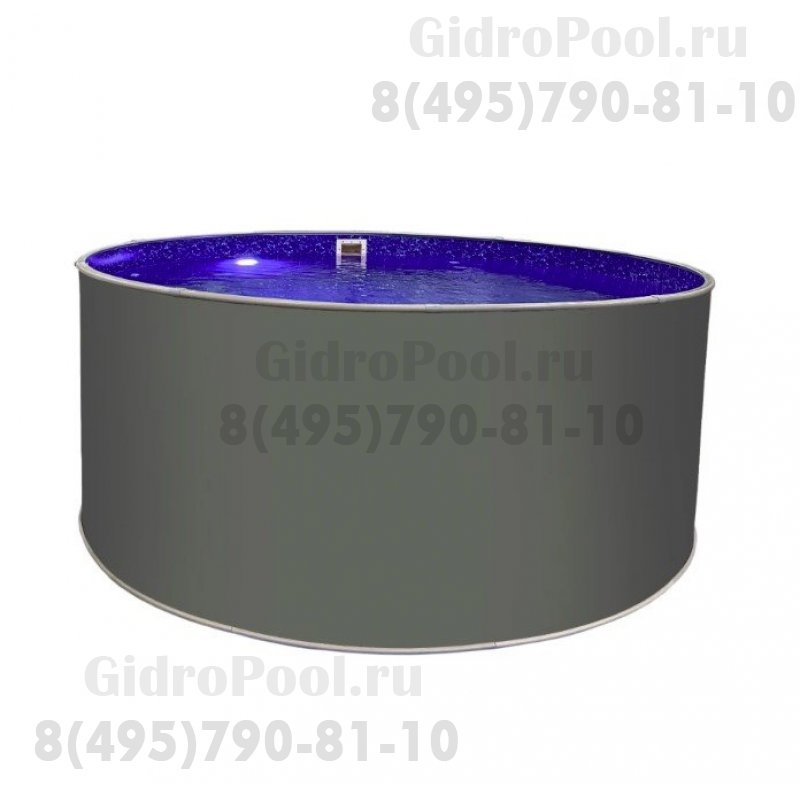 Бассейн круглый Лагуна ( 5,00 х 1,25)(платина RAL7024)каркас,скиммер,чашка 0,4мм