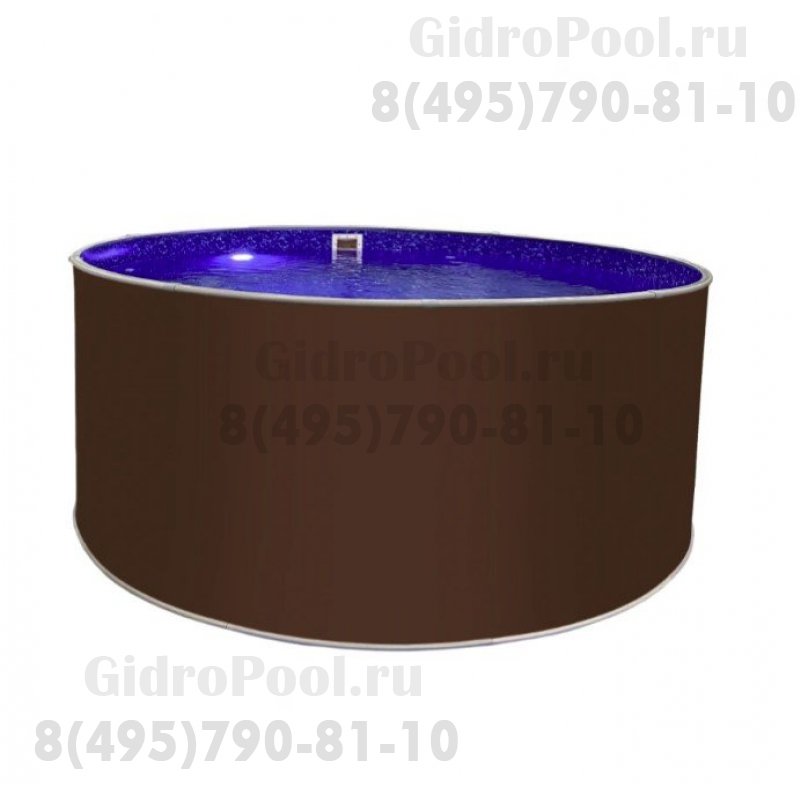 Бассейн круглый Лагуна ( 5,00 х 1,25)(темный шоколад RAL8017)каркас,скиммер,чашка 0,6мм