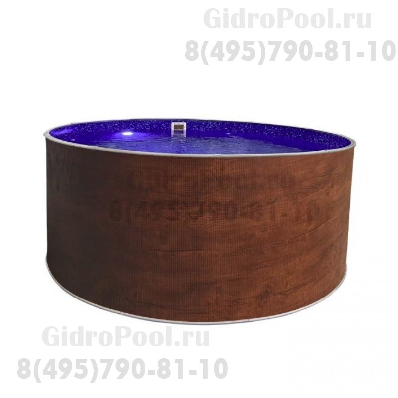 Бассейн круглый Лагуна ( 5,00 х 1,25)(темное дерево)каркас,скиммер,чашка 0,4мм