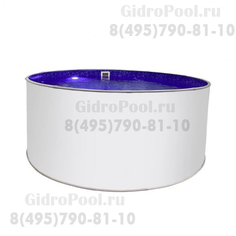 Бассейн круглый Лагуна ( 5,00 х 1,25)(сигнальн белый RAL9003)каркас,скиммер,чашка 0,4мм